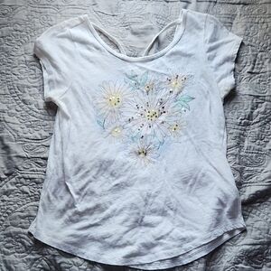 Aeropostale White Floral Short Sleeve Tee